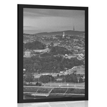Plakat wieczór w Bratysławie w czerni i bieli - 30x45 silver