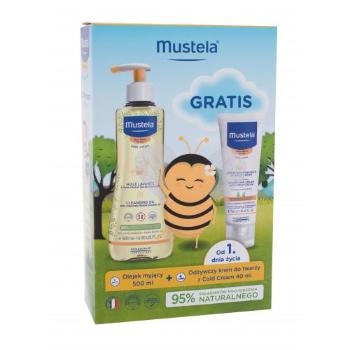 Mustela Bébé Cleansing Oil zestaw Olejek do mycia Bébé Cleansing Oil 500 ml + Krem do twarzy Bébé Nourishing Cream with Cold Cream 40 ml dla dzieci