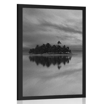 Plakat bezludna wyspa w czerni i bieli - 60x90 silver