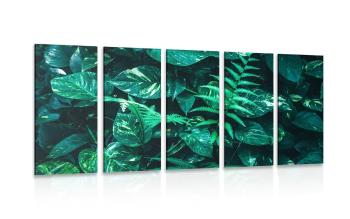 5-częściowy obraz bujne tropikalne liście - 100x50
