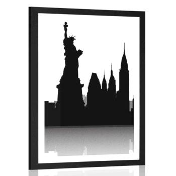 Plakat z passe-partout międzynarodowe symbole metropolii - 30x45 black