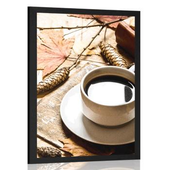 Plakat filiżanka kawy w jesiennym nastroju - 30x45 white