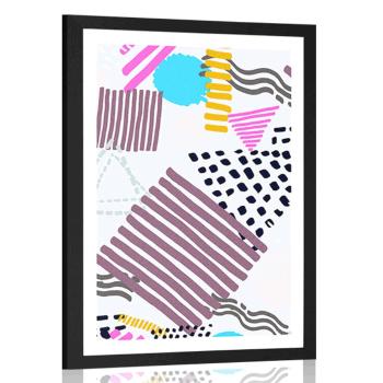 Plakat z passe-partout  wzór Memphis w stylu pop art - 20x30 white