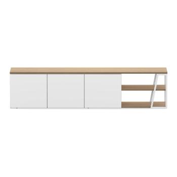Biały stolik pod telewizor w kolorze dębowym 190x45 cm Albi - TemaHome
