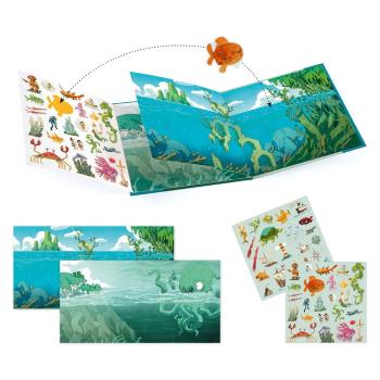 Zestaw książki i wielorazowych naklejek Djeco Sea Sticker Story