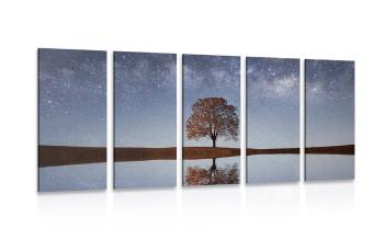 5-częściowy obraz gwiazdy nad samotnym drzewem - 100x50