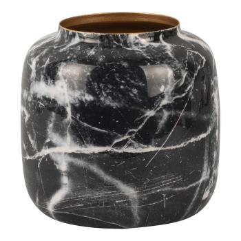 Czarno-biały żelazny wazon PT LIVING Marble, wys. 19,5 cm