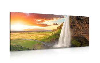 Obraz majestatyczny wodospad na Islandii - 120x60