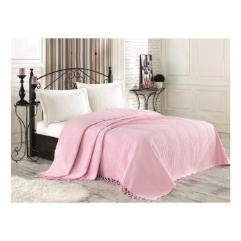 Różowa lekka narzuta bawełniana na łóżko Tarra, 220x240 cm