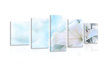 5-częściowy obraz kwiat lilii na abstrakcyjnym tle - 200x100