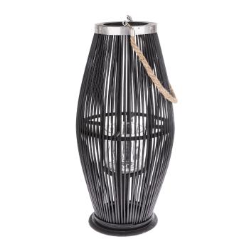 Latarnia bambusowa ze szkłem Delgada czarny, 59 x 29 cm