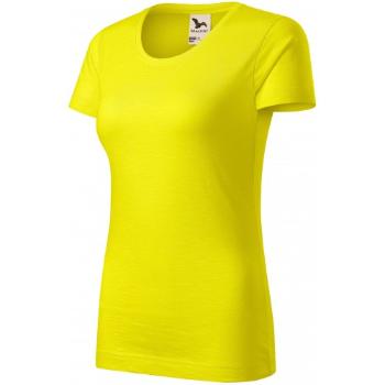T-shirt damski, teksturowana bawełna organiczna, cytrynowo żółty, M