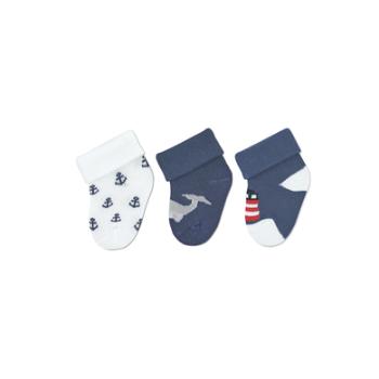 Sterntaler First Baby Socks 3-Pack Maritime White