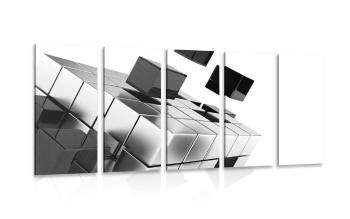 5-częściowy obraz kostka strategiczna w wersji czarno-białej - 100x50