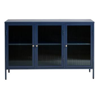 Niebieskia metalowa witryna Unique Furniture Bronco, wys. 85 cm
