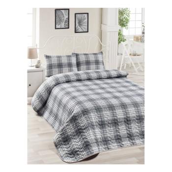 Zestaw bawełnianej szarej narzuty na łóżko i 2 poszewek na poduszki Harro Mento, 200x220 cm