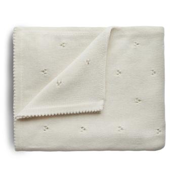 mushie Pointelle Ivory Knitted Blanket 80 x 100 cm