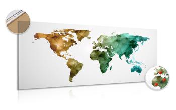 Obraz na korku kolorowa w stylu wielokątów mapa świata - 100x50  color mix