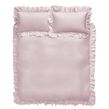 Różowa bawełniana pościel Bianca Frill, 200x200 cm