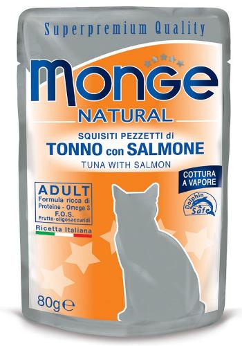 MONGE Buste Cat Tuńczyk z łososiem w galarecie 80 g