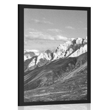 Plakat wspaniały widok z gór w czerni i bieli - 40x60 silver