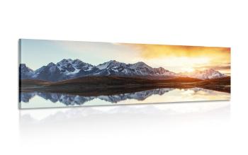 Obraz wspaniały zachód słońca w górach - 150x50