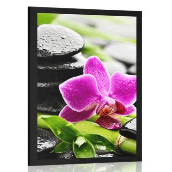 Plakat  wellness martwa natura z fioletową orchideą - 30x45 silver