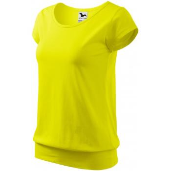 Modna koszulka damska, cytrynowo żółty, XS