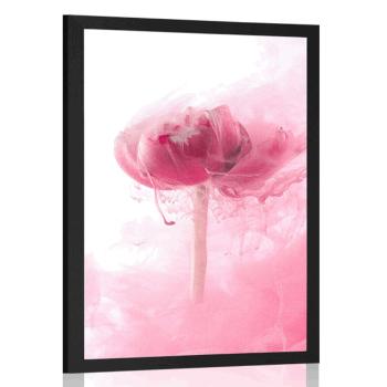 Plakat różowy kwiat w ciekawym designie - 60x90 silver