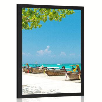 Plakat biała piaszczysta plaża na Bamboo Wyspie - 30x45 black