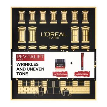 L'Oréal Paris Revitalift Laser Wrinkles And Uneven Tone zestaw Krem do twarzy na dzień 50 ml + krem pod oczy 15 ml + krem do twarzy na dzień 1 ml W