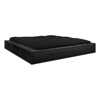 Czarne łóżko dwuosobowe z litego drewna z czarnym futonem Comfort Karup Design Ziggy, 160x200 cm
