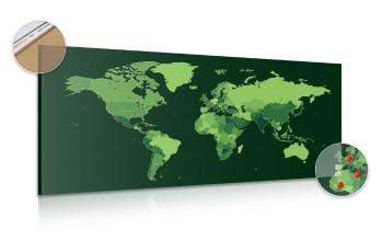 Obraz na korku szczegółowa mapa świata w kolorze zielonym - 100x50  peg