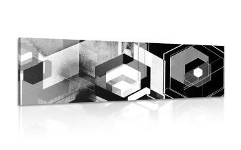 Obraz futurystyczna geometria w wersji czarno-białej - 120x40