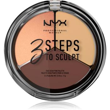 NYX Professional Makeup 3 Steps To Sculpt paletka do konturowania twarzy odcień 03 Medium 15 g