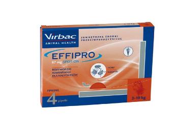 VIRBAC Effipro Spot-On przeciw pasożytom zewnętrznym dla małych psów do 10 kg S 4 szt