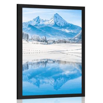 Plakat śnieżny krajobraz w Alpach - 40x60 black