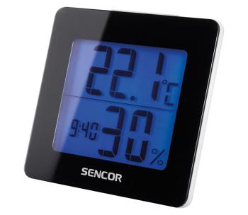 Sencor - Stacja pogodowa z wyświetlaczem LCD i budzikiem 1xAA czarna