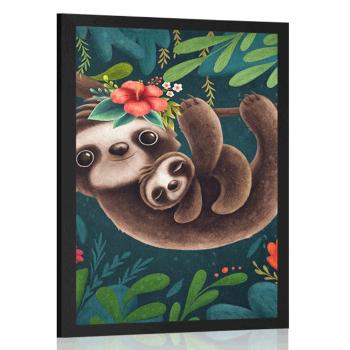 Plakat słodkie leniwce - 40x60 black