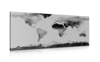 Obraz mapa świata w stylu wielokąta w wersji czarno-białej - 100x50