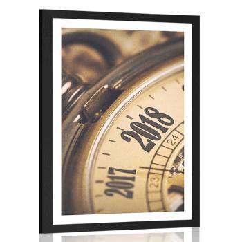 Plakat z passe-partout zegarek kieszonkowy w stylu vintage - 20x30 silver