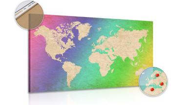 Obraz na korku pastelowa mapa świata - 120x80  place