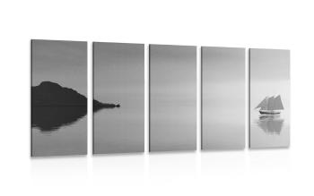 5-częściowy obraz żaglówka w wersji czarno-białej - 200x100