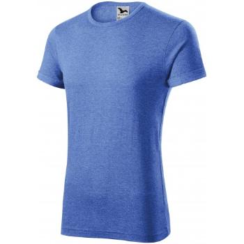 T-shirt męski z podwiniętymi rękawami, niebieski marmur, M