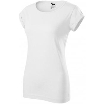 Koszulka damska z podwiniętymi rękawami, biały, M