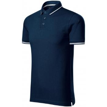 Męska koszulka polo z kontrastowymi detalami, ciemny niebieski, XL