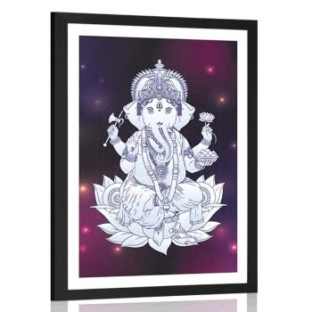 Plakat z passe-partout Buddyjski Ganesha - 20x30 silver