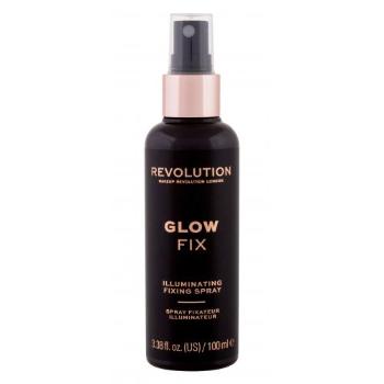 Makeup Revolution London Glow Fix Illuminating Fixing Spray 100 ml utrwalacz makijażu dla kobiet
