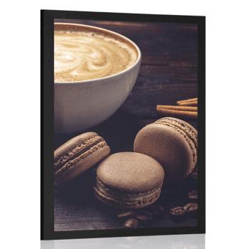 Plakat kawa z czekoladowymi makaronikami - 30x45 white