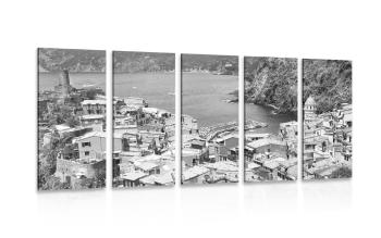5-częściowy obraz czarno-białe wybrzeże Włoch - 200x100